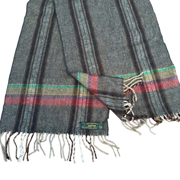 Vintage Foxford Woolen Mills Made in Ireland Gray 100% Lambs Wool Fringe Scarf - Picture 2 of 5